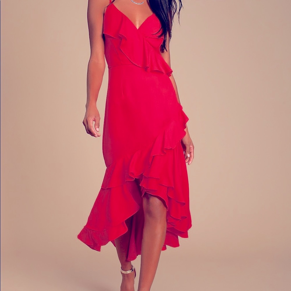Lulus dreamers dream hi lo ruffle dress